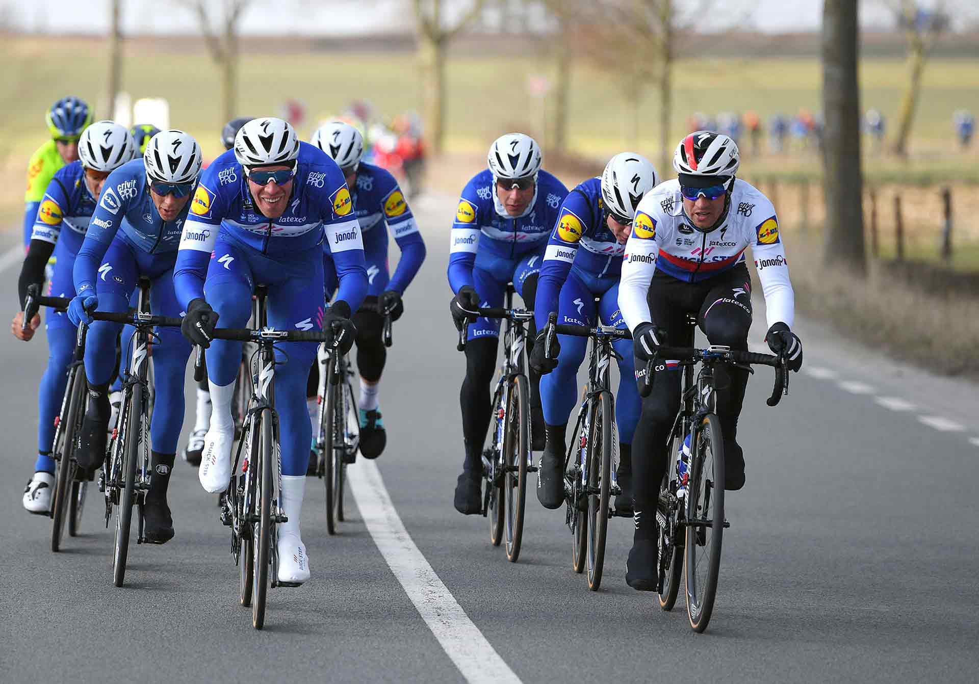 Tim Declercq op kop waaiervorming Le Samyn, foto Tim Dewaele