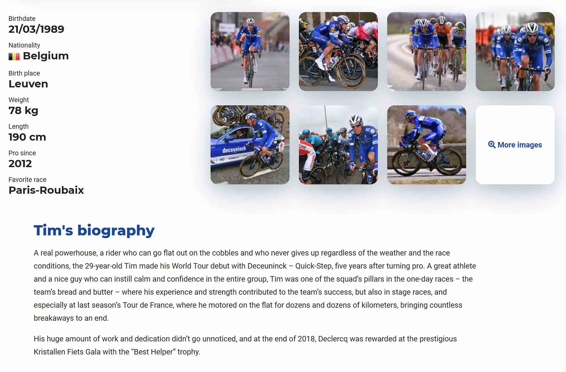 biografie Tim op site Deceuninck-Quickstep